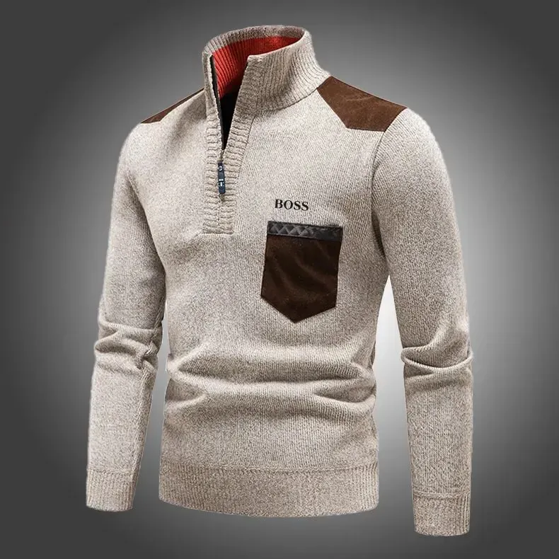 Suéter grosso masculino com gola alta