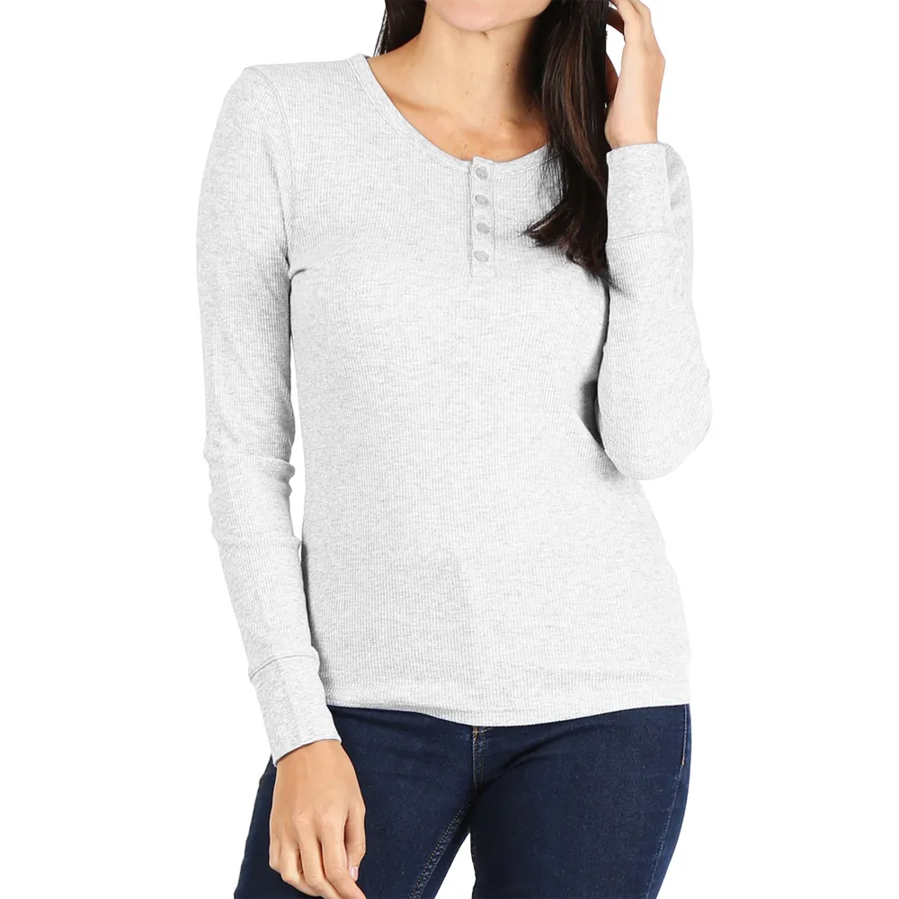 Pro Club Women's Long Sleeve Thermal Henley Tee