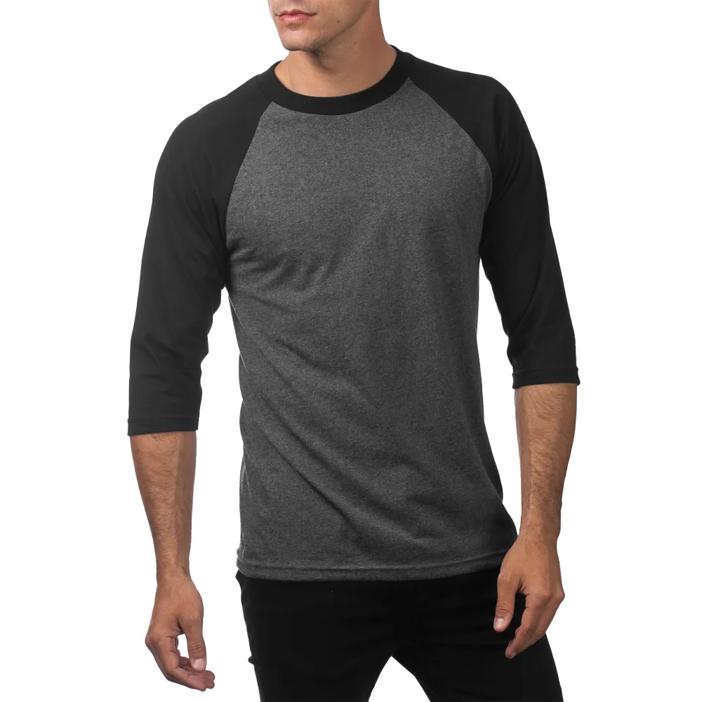 Pro Club Men's 3/4 Sleeve Crew Neck Baseball Shirt