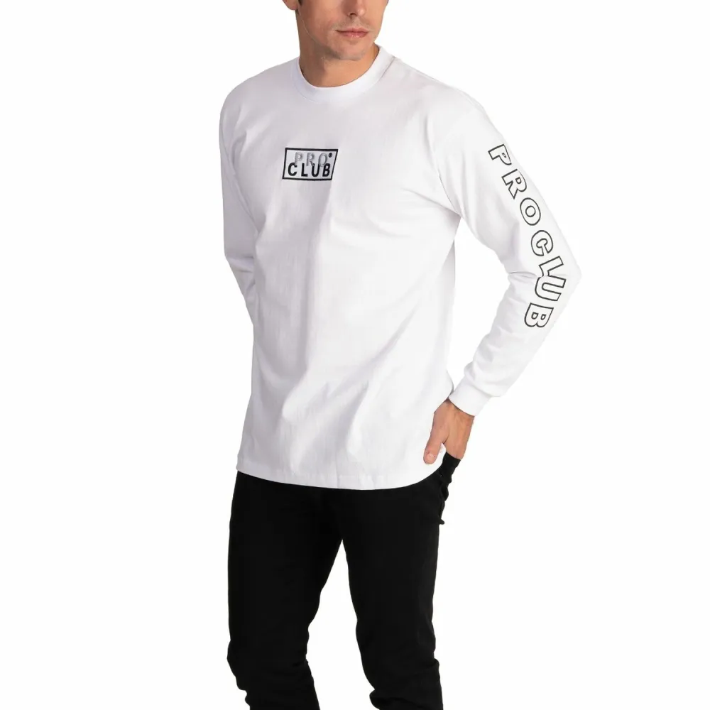 Pro Club Embroidered Box Logo Long Sleeve Heavyweight T-Shirt