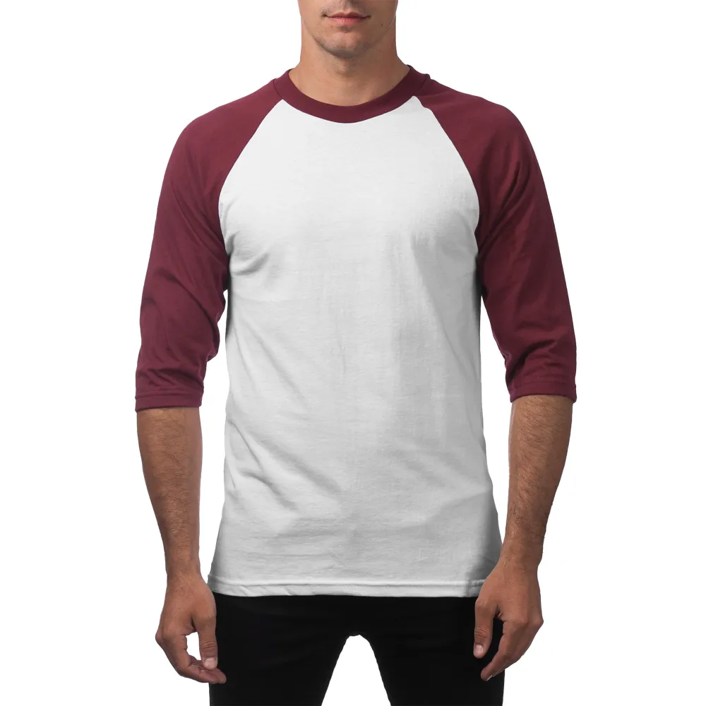 Pro Club Men's 3/4 Sleeve Crew Neck Baseball Shirt