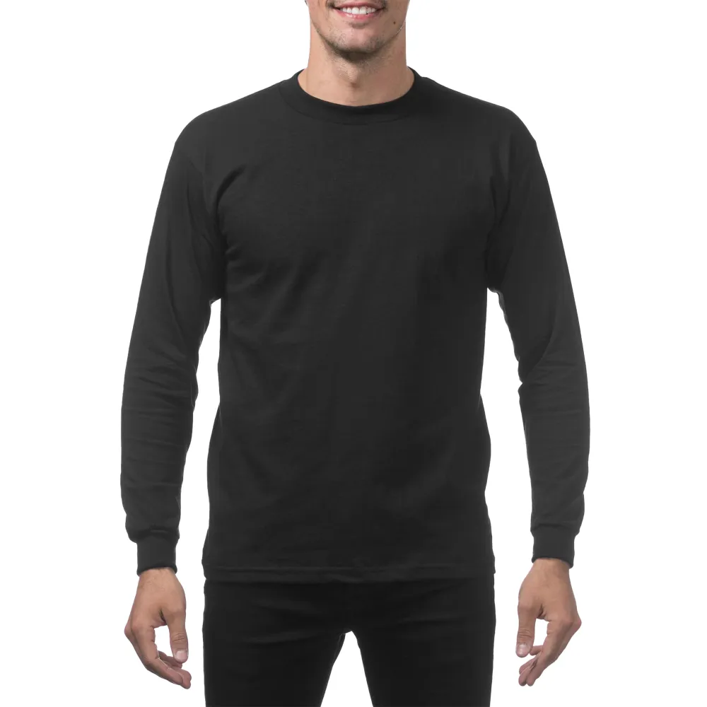 Pro Club Men's Heavyweight Cotton Long Sleeve Crew Neck T-Shirt