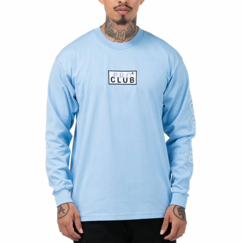 Pro Club Embroidered Box Logo Long Sleeve Heavyweight T-Shirt