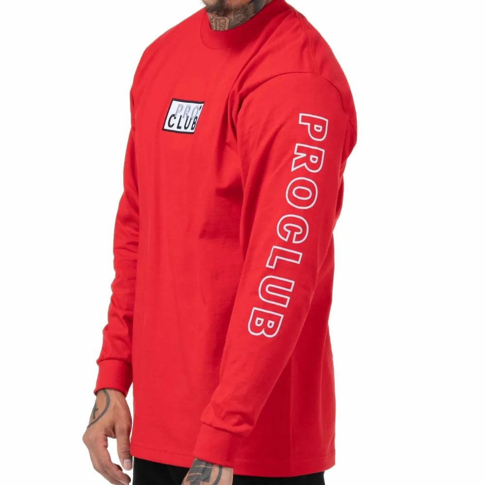 Pro Club Embroidered Box Logo Long Sleeve Heavyweight T-Shirt