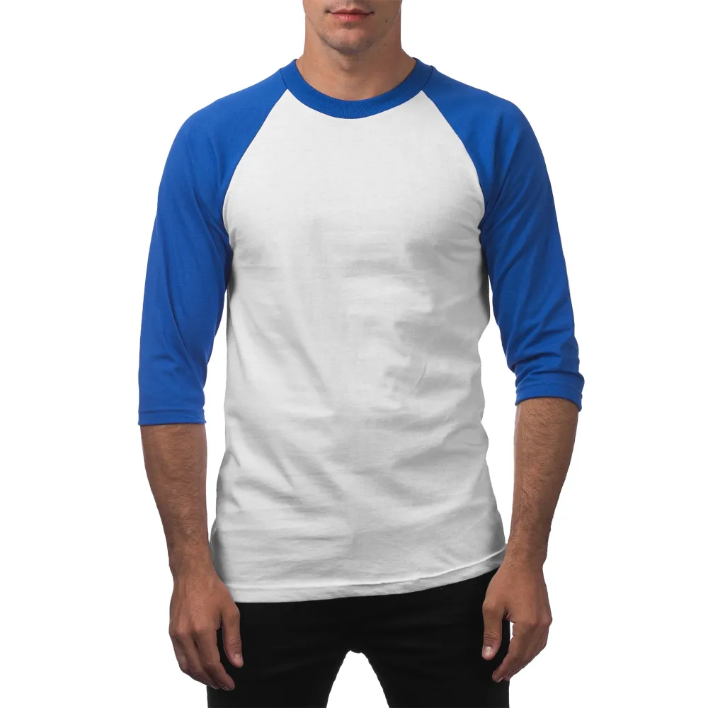 Pro Club Men's 3/4 Sleeve Crew Neck Baseball Shirt