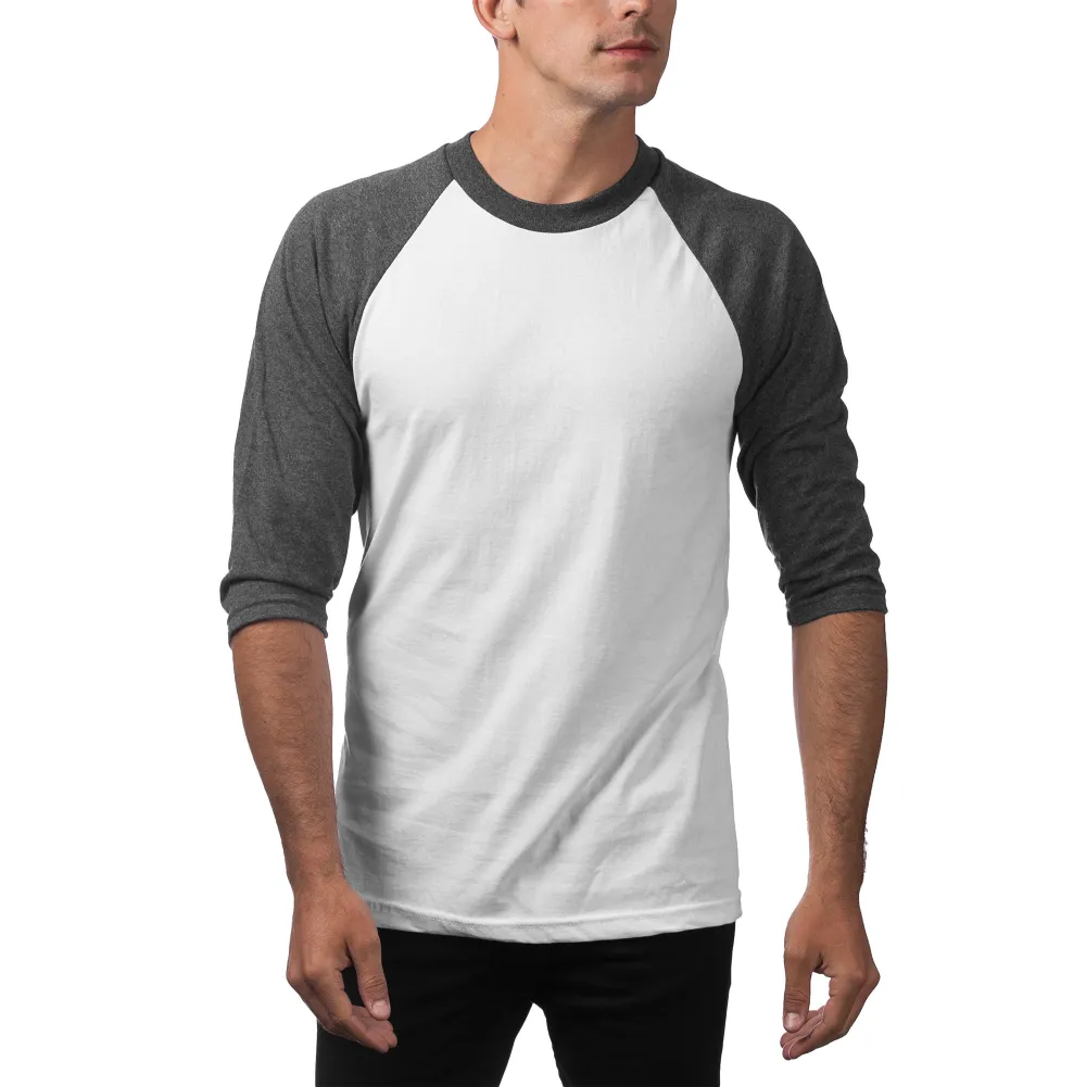 Pro Club Men's 3/4 Sleeve Crew Neck Baseball Shirt